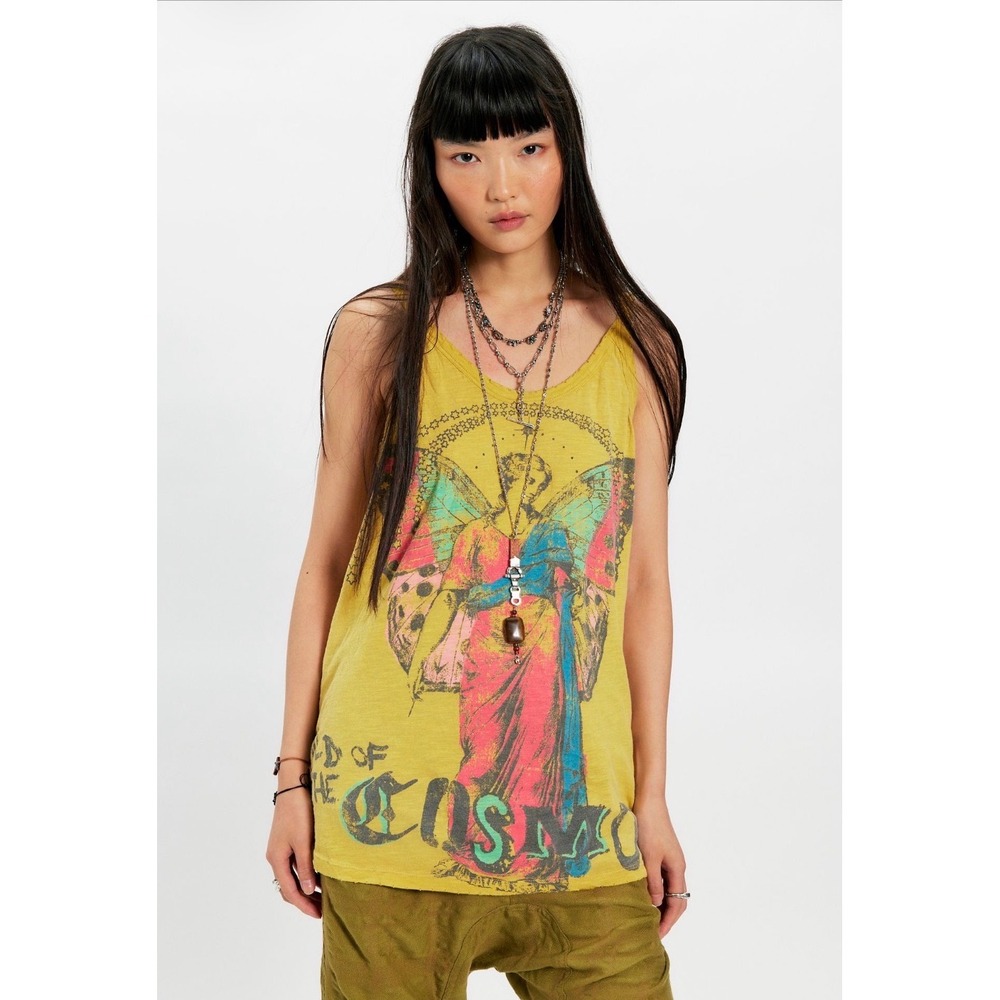 Magnolia Pearl Child of The Cosmos Yellow Tank Top SOLD‎ OUT Distressed NWT